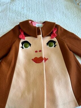 Little Goodall Wool Coat in Brown and Blush with Pink Accents